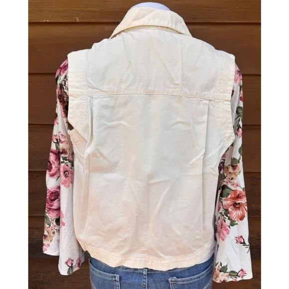 Vintage Joan Walter Lemon Creme Denim Vest Size M - Picture 3 of 9